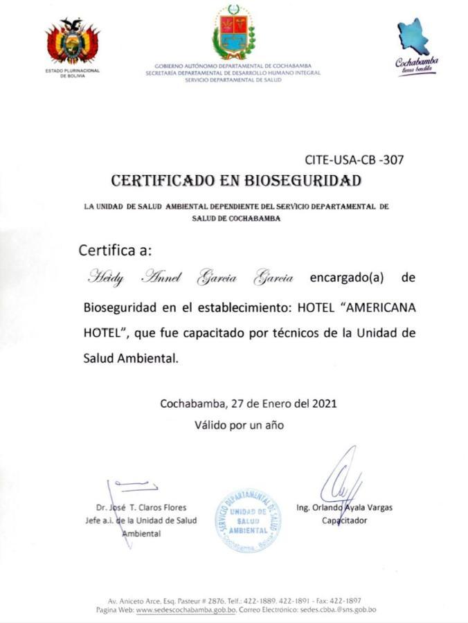 Americana Hotel Cochabamba Dış mekan fotoğraf